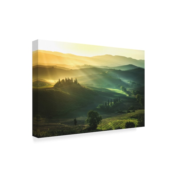 Jean Claude Castor 'Tuscany Val Dorcia Sunrise' Canvas Art,22x32